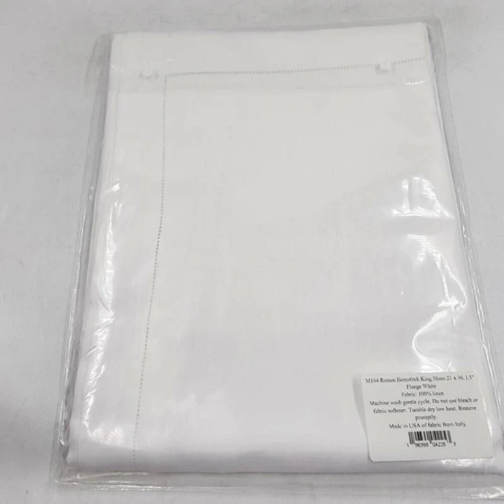 Matouk Roman Linen Hemstitch King Sham 21 x 36 - Flange White